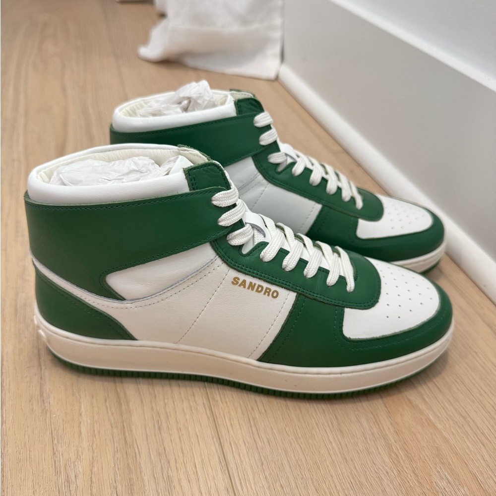 NEW Sandro Magic Green & White High-Top Sneakers Men's 41 - Picture 2 of 10